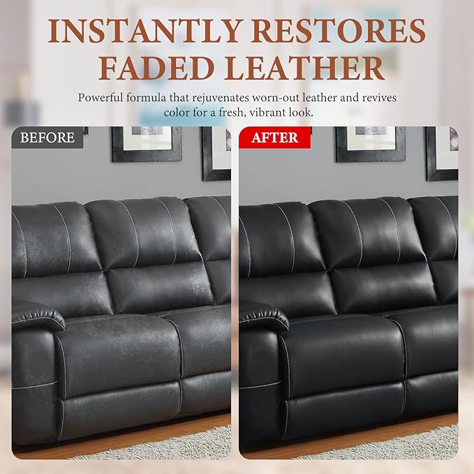 Leather Recoloring Balm Leather Color Restorer Scratch Repair Leather Paint for Furniture Couches Car Seats Shoes Bags Leather Dye and Scratched Leather with Leather Conditioner - Dark Brown