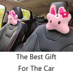 Sexysamba Car Headrest Pillow,Cartoon Neck Pillow for Car,Comfortable Soft Car Seat Pillow for Driving,Head Rest Cushion,Cute Neck Pillow for Travelling and Home 2Pcs (Pink Rabbit)