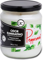 Peppermint Odor Eliminating Highly Fragranced Candle - Eliminates 95% of Pet, Smoke, Food, and Other Smells Quickly - Up to 80 Hour Burn time - 12 Ounce Premium Soy Blend