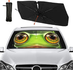 Socira Funny Frog Car Windshield Sunshade Umbrella Foldable Frog Eye Umbrella Sun Shade Windshield Cover Sunshade Frog Car Accessories Blocks Uv Rays Keeps Cool (57" X 30")