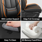 Fit for 98% of Mercedes Benz Car Seat Covers with Headrests, Premium Nappa Leather Seat Cover, Fully Wrapped Protect Modern Style Seat Cover (2-Seat Luxury, Black & Orange)