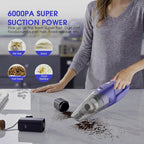 Handheld Vacuum Cordless Rechargeable – 6000Pa Mini Hand Held Vacuum, LED Light, 20–25 Mins Runtime, USB Charging, 500ML Cup – Lightweight Small Vacuum Cleaner Cordless for Car/Office/Home