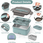 Electric Lunch Box Food Heater 100W, 4 in 1 Ultra Quick Heated Lunch Boxes for Adults 12V/24V/110V/220V Portable Food Warmer for Car/Truck/Office With Fork Spoon and Insulated Carry Bag