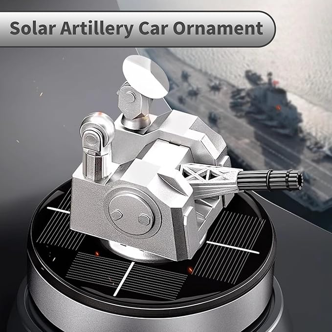 Artillery Solar Air Freshener- 360 Rotating Car Aromatherapy Diffuser Auto Dashboard Decor, 2025 New Military Model Rotating Ornament for Men Women and Military Enthusiast (Golden, Without perfume1)