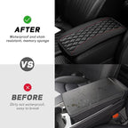 Car Center Console Cushion Pad, 12.72"×7.52" Leather Waterproof Auto Armrest Seat Box Protector, Car Center Console Cover, Universal Interior Decor Car Accessories for SUV Truck (Black)