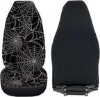 ELEQIN Cobweb Front Car Seat Covers 2pcs, Gothic Automotive Seat Covers Car Accessories Universal Size Fit for Most Cars,SUVs&Trucks&Vans