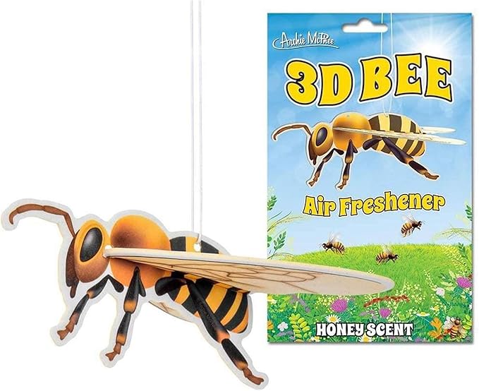 Archie McPhee 3D BEE AIR FRESHENER, Yellow, one Size