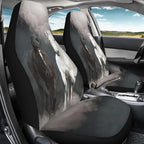 Car Seat Covers 2 Pcs Soft Comfortable Auto Front High Back Seat Protector Covers Automobile Interior Decor Accessories, Universal(Black White Horse 59)