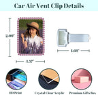 Custom Rhinestone Car Vent Clip Air Freshener with Photo – Personalized Acrylic Picture Frame for Car Interior Decoration Accessories, Rectangular Shape (Purple, One Size)