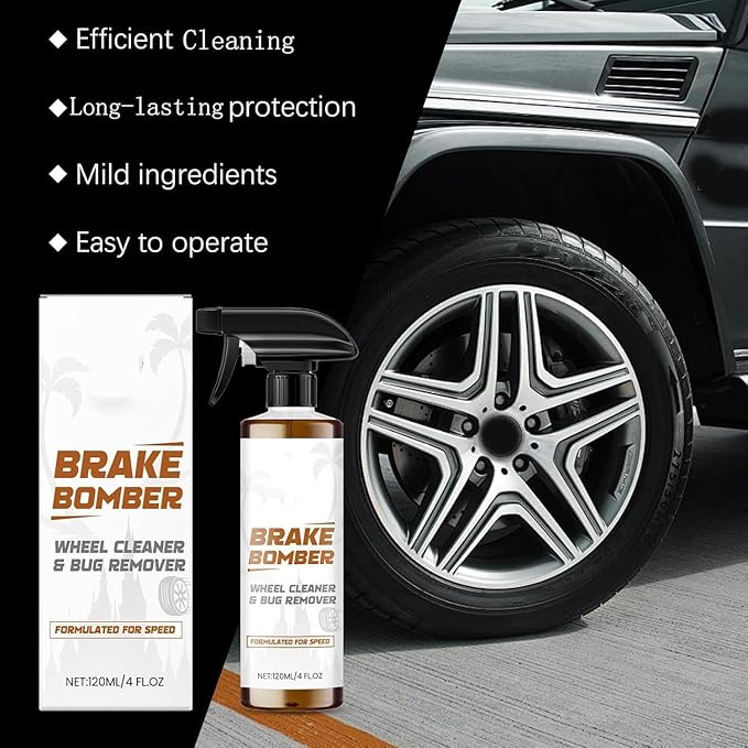 Powerful Wheel and Tire Cleaner Spray, Brake Bomber 3.0 Dust Remover Wheel Cleaner, Car Tire Shine Spray & Rim Cleaner, All Purpose Heavy Duty Cleaning for Painted Wheels Chrome (2PCS)