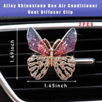 Augeny 2PCS Bling Butterfly Air Vent Clips, Cute Crystal Car Air Fresheners Vent Clips, Rhinestone Diamond Auto Diffuser Vent Clip for Women Girls, Car Interior Decor Accessories (Rose Red)
