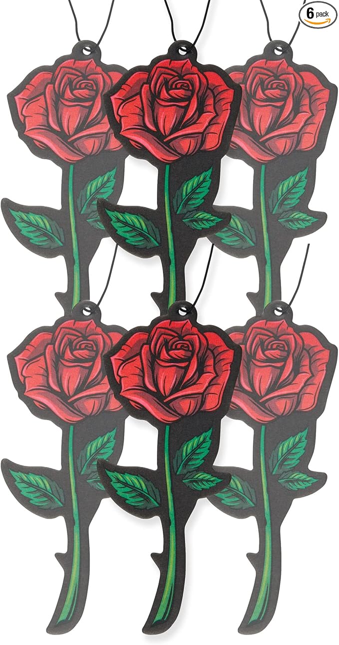 Rose Car Air Freshener 6 Pack Scented With Essential Oils By Fresh Fresheners
