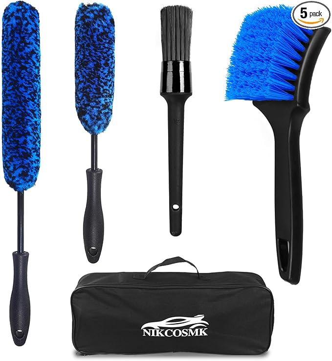 NIKCOSMK Wheel Brush, Wheel & Rim Cleaner Brush, Tire Brush, Wheel Cleaning Brush, Bendable & Durable Car Wheel Brush Set, Car Detailing Brushes, Wheel Brushes for Cleaning Wheels