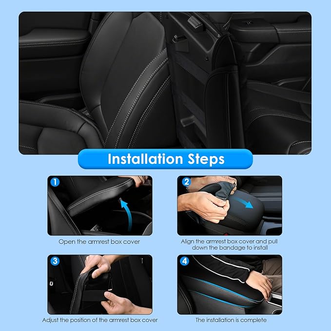 2023 2024 2025 2026 Prius Center Console Cover for Toyota Prius (LE/XLE/Limited/Nightshade Edition), Waterproof&Comfy Leather Armrest Cover 2026 2025 Prius Accessories (Leather)