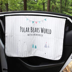 Magnetic Car Sun Shade Curtain for Side Window – Sun Blocker and UV Protector for Baby, Kids, and Pets – Universal Fit with Built-in Magnets for Steel-Framed Door (Be-Pola Bear)