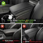 INTGET Center Console Cover for 2026 Jeep Grand Cherokee Accessories 2022 2023 2024 2025/Grand Cherokee L 2021-2026 Car Armrest Arm Rest Box Lid Pad Dog Seat Cover Protector(Black with Cushion)