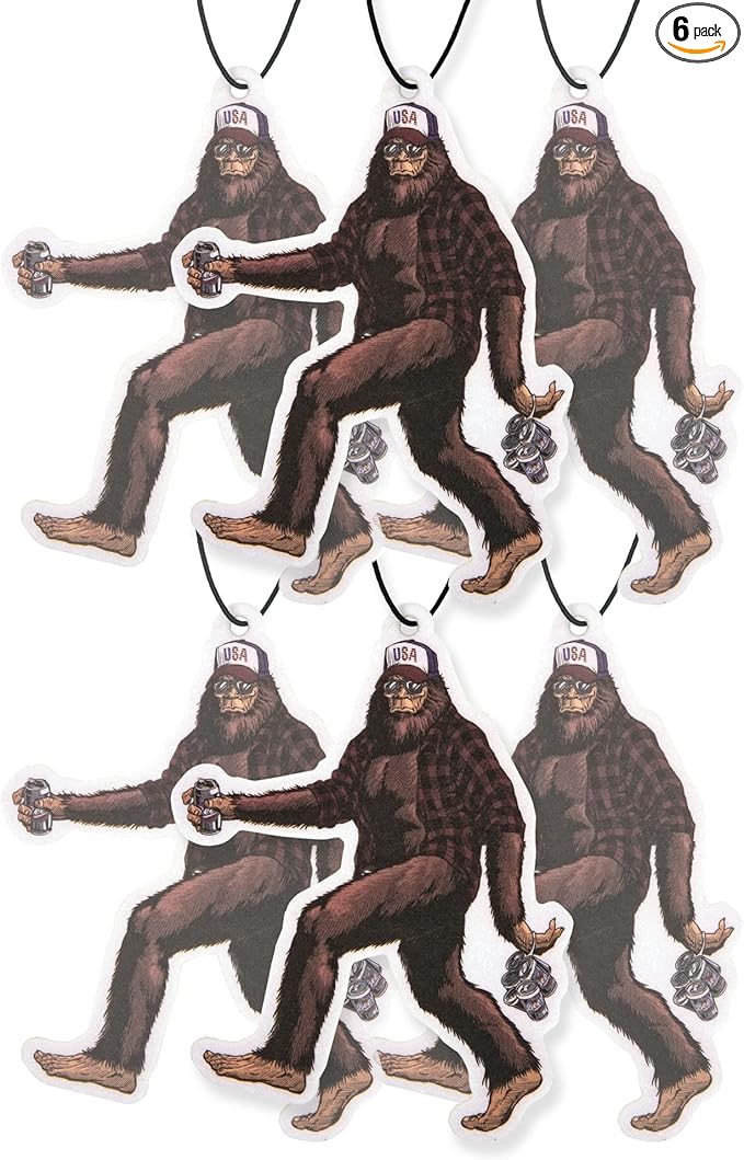 Sasquatch Car Air Freshener, Car Air Fresheners Scented With Premium Oils By Fresh Fresheners (6 Pack)