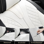 FLORICH Seat Covers Full Set Luxury Faux Leather Front and Rear Car Seat Cover Waterproof Automotive Seat Covers 5 Seats Car Seat Protector Universal Fit for Most Cars SUV Trucks, Black&White
