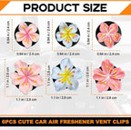 6PCS Flower Vent Clips, Car Air Fresheners Vent Clips, Cherry Blossom Dashboard Decoration, Car Accessories Aesthetic Interior Decor for Women Peach Blossom (No Aromatherapy Tablets)