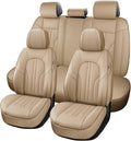 Car Seat Covers,Car Seat Protector Waterproof,Seat Covers Full Set, Car Seat Protectors,Automotive Seat Covers Fit for Most Cars Beige
