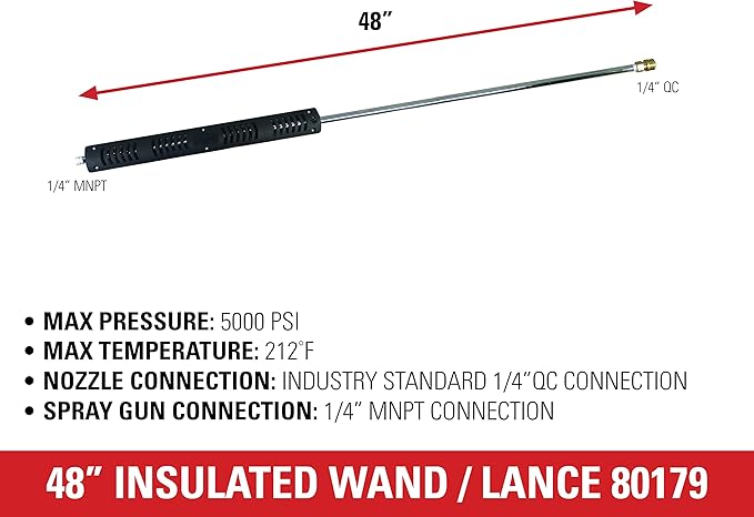Simpson Cleaning 80179 Universal 48-Inch Insulated Pressure Washer Wand threaded for Hot and Cold Water use up to 5000 PSI