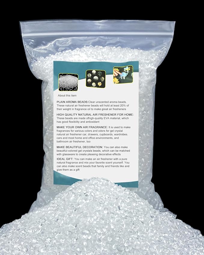 3LB Unscented Aroma Beads for Car Freshies, Clear Gel Crystal No Fragrance, DIY Homemade Natural Eva Beads Bulk