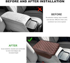 Car Armrest Cushion, Memory Foam Auto Arm Rest Box Protector with 2 Storage Bags, Waterproof Leather Center Console Cover Universal for Most Vehicles, Car Accessories (Coffee)