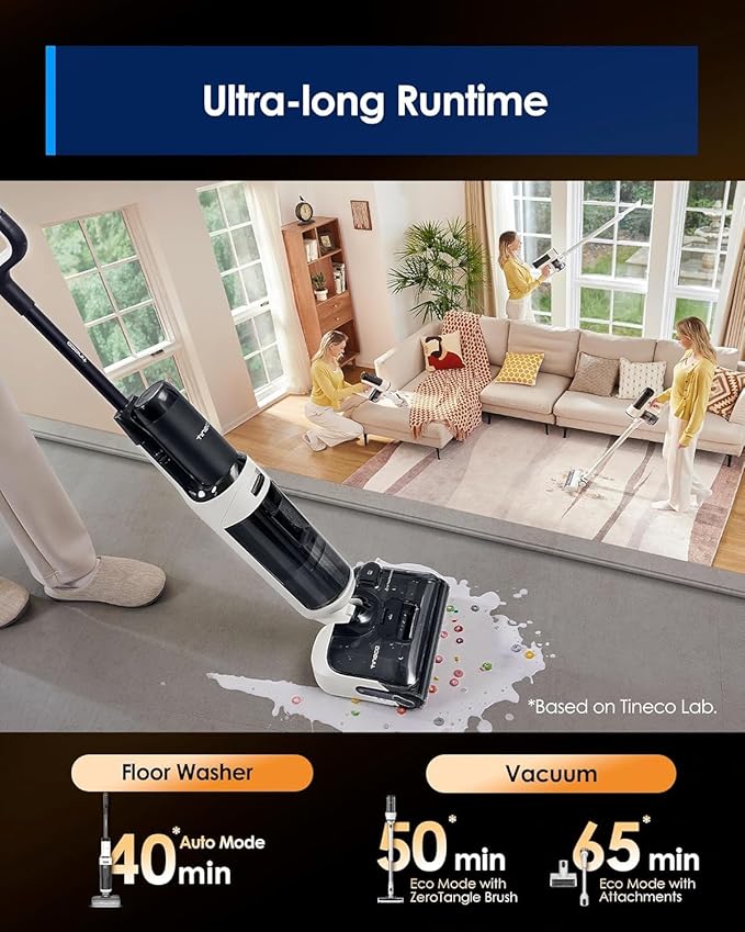 Tineco Floor ONE Switch S6 Stretch Wet Dry Vacuum Cleaner, Multi-Function, 180° Lay-Flat, Anti-Tangle Design, Self-Cleaning, 65Min Runtime, Dual-Edge Cleaning, Whole-House Cleaning Floor Cleaner