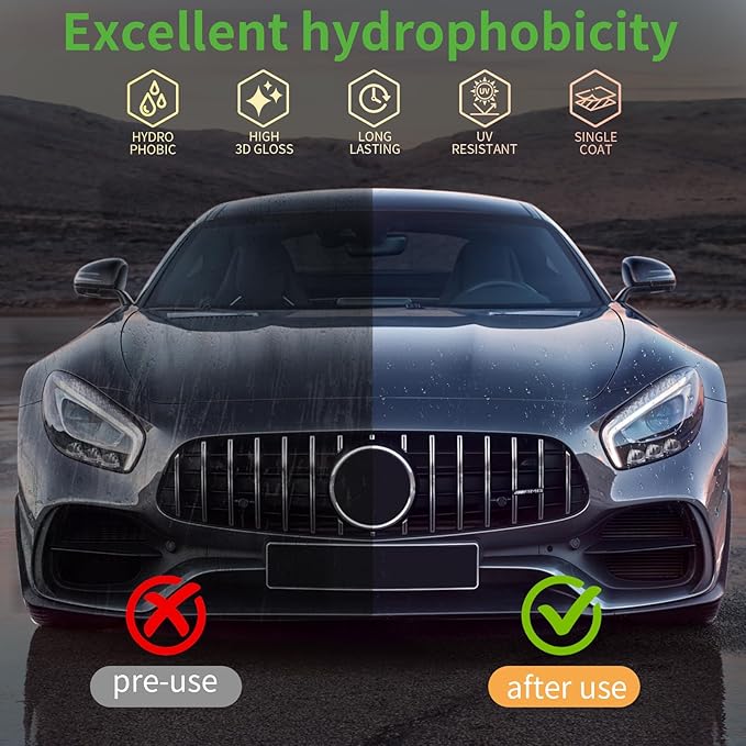 10H Ceramic Coating for Cars, Advanced Graphene Ceramic Coating for Auto Car Detailing, Auto Paint Correction Gloss Hydrophobicty Scratch Resistant,30ML(2-Pack)