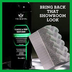 TriNova Plastic & Trim Restorer - Shines & Darkens Worn Out Plastic, Vinyl & Rubber Surfaces - Protects Cars & Motorcycles from Rain, Salt & Dirt - Prevent Fading - 8 fl oz