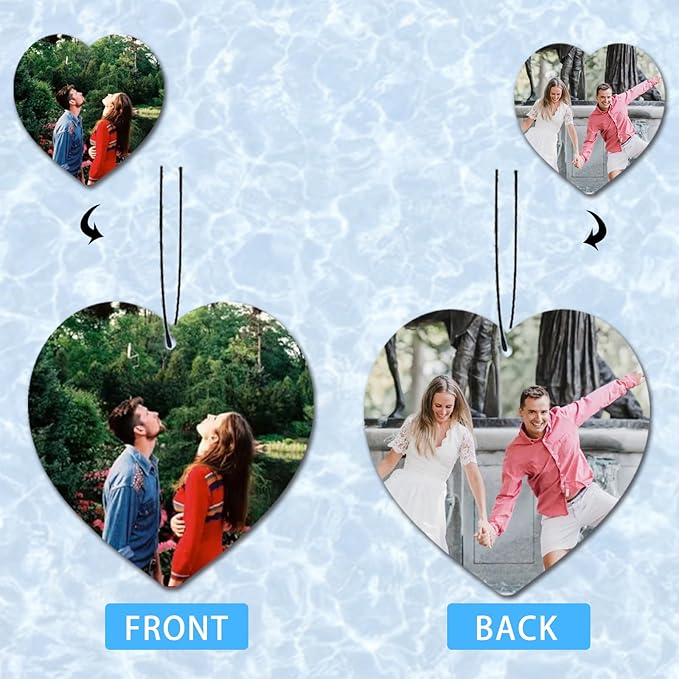 Personalized Photo Car Air Freshener – Custom Double-Sided Print – Fresh Linen Scent – Eco-Friendly, Long-Lasting Fragrance – For Family, Friends, Lovers (Love)