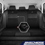 Skechers Aircooled & Memory Foam Seat Covers,Premium Leather with EVA Mesh Car Seat Covers,Seat Cover Full Sets,Airbag Compatible Automotive Comfort for Most Cars, Vans, Trucks, SUV,Black