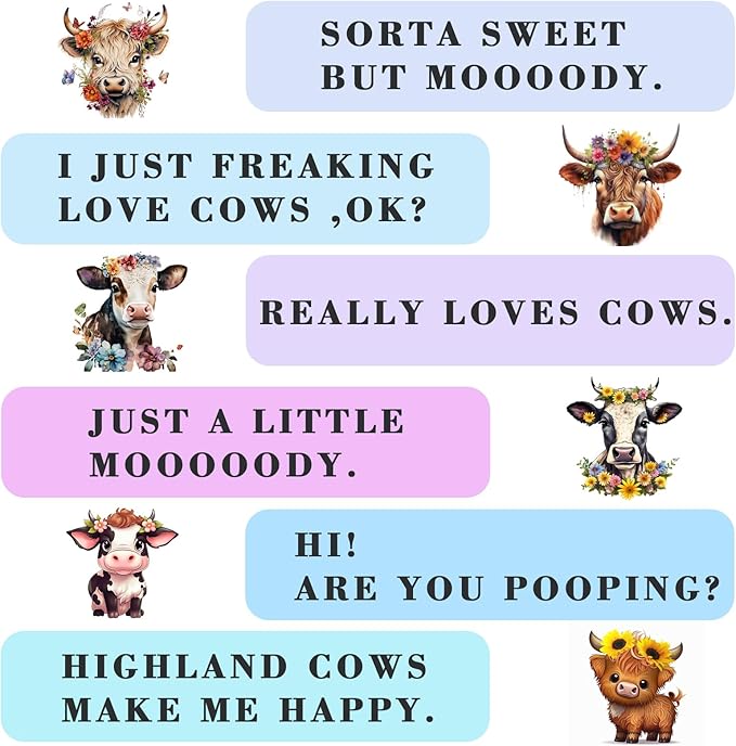 Highland Cow Car Air Fresheners, Cute Cow Print Stuff Hanging Car Accessories Merch Stuffed Animals Decor Gifts 6 Pack for Women Men Home Decorations Party