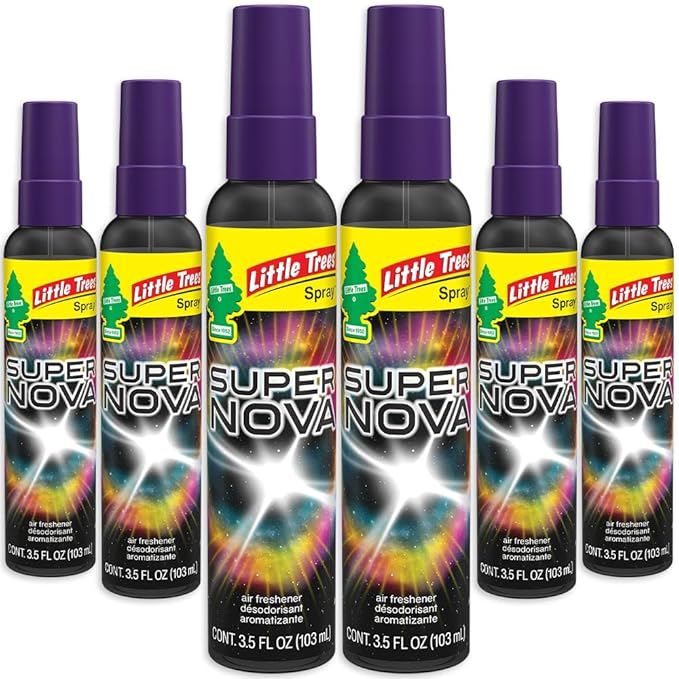 LITTLE TREES Car Air Freshener | Spray Provides a Long-Lasting Scent for Auto or Home | On-the-go Freshness | Supernova, 6 Air Fresheners