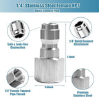 2 Sets NPT 1/4 Inch Pressure Washer Coupler Quick Connect Plug Stainless Steel Male and Female Quick Connect Fittings Pressure Washer Adapter Set (Internal Thread, External Thread)