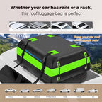 OceanCross Car Rooftop Cargo Carrier Bag, Green Rooftop top Cargo Carrier Bag 15 Cubic feet Waterproof for All Cars with/Without Rack, Includes Anti-Slip Mat, 8 Reinforcement Straps, Luggage Lock