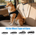Idepet Dog Seat Belt for Car, 2 Pcs Stainless Steel Chew Proof Dog Seatbelt 3 in 1 Harness for Safety Heavy Duty Pet Seat Belt for Medium & Large Dogs (Black+Black)