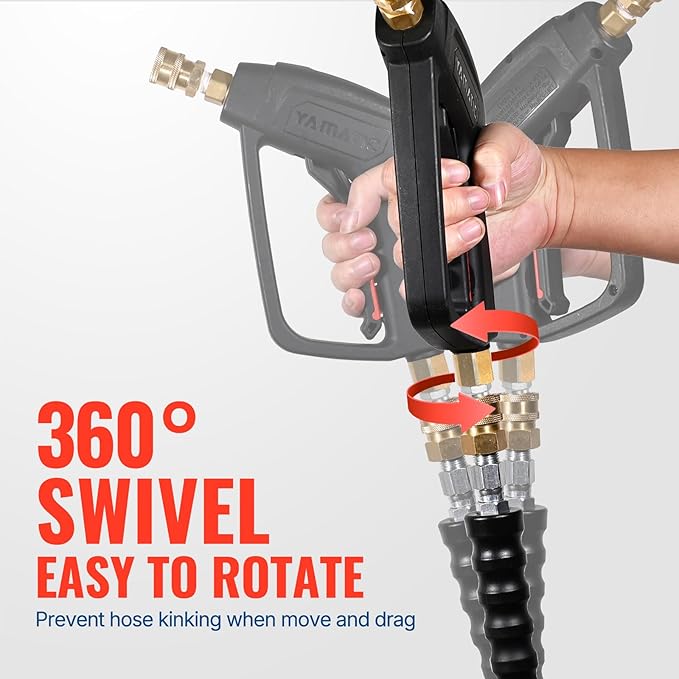 YAMATIC Pressure Washer Gun with Foam Cannon, 4000 PSI Car Washer Foam Blaster with 1/4" Quick Connect, 5 Power Washer Nozzle Tips and 4OZ Soap, 1 Liter, Pressure Washer Gun Swivel 3/8" &M22 Inlet