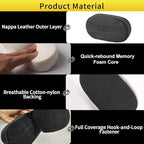 2PCS Car Knee Cushion Pad, Car Door Knee Pad Rest Cushion, Center Console Car Knee Pad Protector, Memory Foam Compact Knee Support with Hook & Loop, Nappa Leather Car Knee Support Cushion (Black)