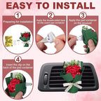 uxcell Dark Blue Small Bouquet Car Air Freshener Vent Clips, Mini Decorative Rose Bouquet with Fragrance Diffuser for Women, Automotive Air Freshener Decoration, Style 1