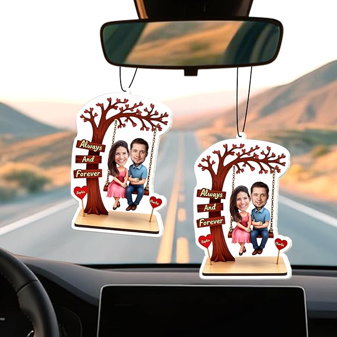 Personalized Valentine's Day Car Air Freshener with Pictures, I Love You, Drive Safe, Fun Couple Gift, Hanging 2Pack
