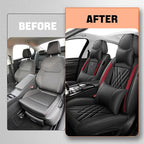 Car Seat Covers Compatible with Toyota Camry 2012-2026 Durable Waterproof Automotive Seat Covers Stretchable, Airbag Compatibility, Premium Nappa Leather(Black Red, 2 Pcs Front with Pillow)