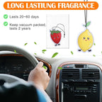 36 Pack Car Air Freshener, 9 Different Fruit Flavored Hanging Air Fresheners, Cute Fruit Shape, Lemon, Banana, Strawberry, Green Apple, Cherry, Orange, Watermelon, Pear, Pineapple