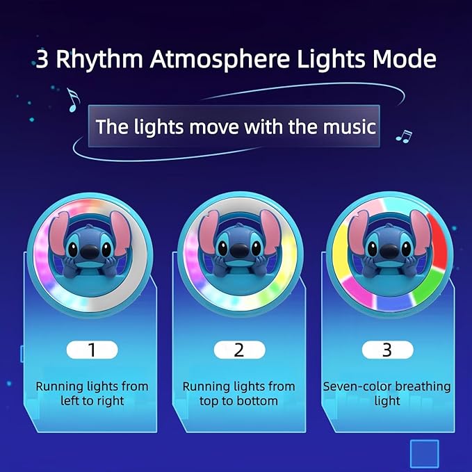 DAYUJIAN Cute Car Air Fresheners Rhythm Atmosphere Lights Automotive Air Outlet Cartoon Car Diffuser Creative Glowable Car Perfume Decoration Aromatherapy Ornament Car Vent Accessories