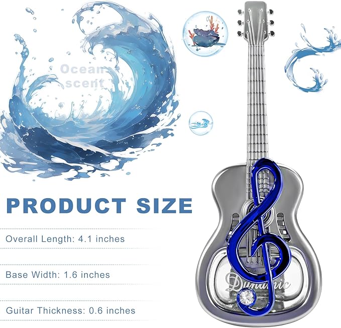 Car Air Freshener Vent Clip, Empty Guitar-Shaped Aromatherapy Diffuser Automobile Dashboard Ornament, Unscented Car Air Conditioner Clip Cute Rotating Decoration for Women Men (Blue)