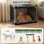 33" L x 25" W x 25" H Collapsible Travel Dog Crate, Portable Soft Dog Kennel for Medium Large Dogs up to 60 lbs, 4-Door Foldable Travel Crate with Durable Mesh & Storage Bag, Grey