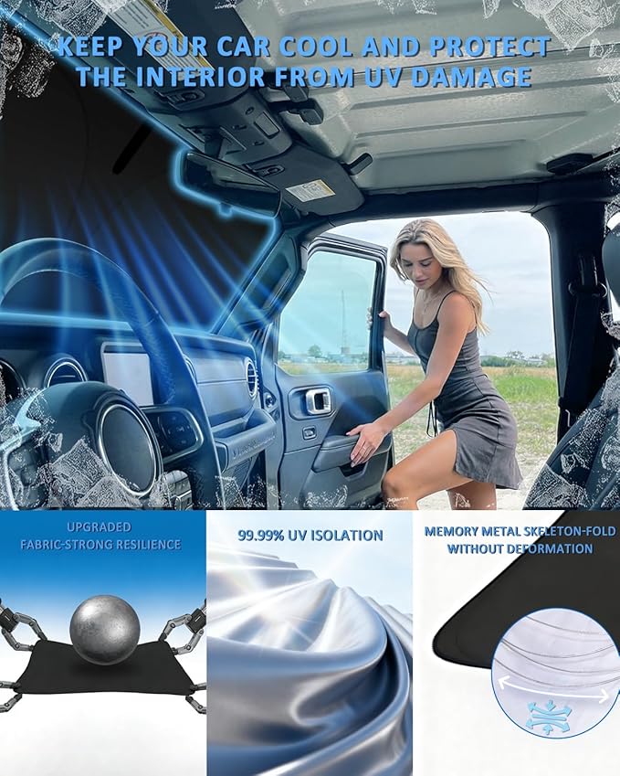 Windshield Sunshade for Genesis GV80 2021-2026 Sun Shade Car Windshield Accessories Upgrade 4 Layers Blocks UV Rays Custom Fit GV80 240T Car Window Shades Front Windshield Keep Cool Foldable