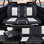 FLORICH Seat Covers Full Set Luxury Faux Leather Front and Rear Car Seat Cover Waterproof Automotive Seat Covers 5 Seats Car Seat Protector Universal Fit for Most Cars SUV Trucks, Black&White