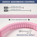 Spark Paws Handsfree Dog Leash – Shock Absorbing Waist Bungee Lead for Running, Car Seatbelt Clip & Poop Bag Set, Heavy Duty Tactical Lead for Medium, Large & X-Large Breeds - Pink