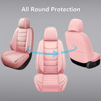 Full Coverage Faux Leather Car Seat Covers Full Set,Automotive Seat Covers for Cars,SUVs Pick-up Truck, Car Seat Cushion, Pink Seat Covers,Front Seat Cover,Car Seat Protector
